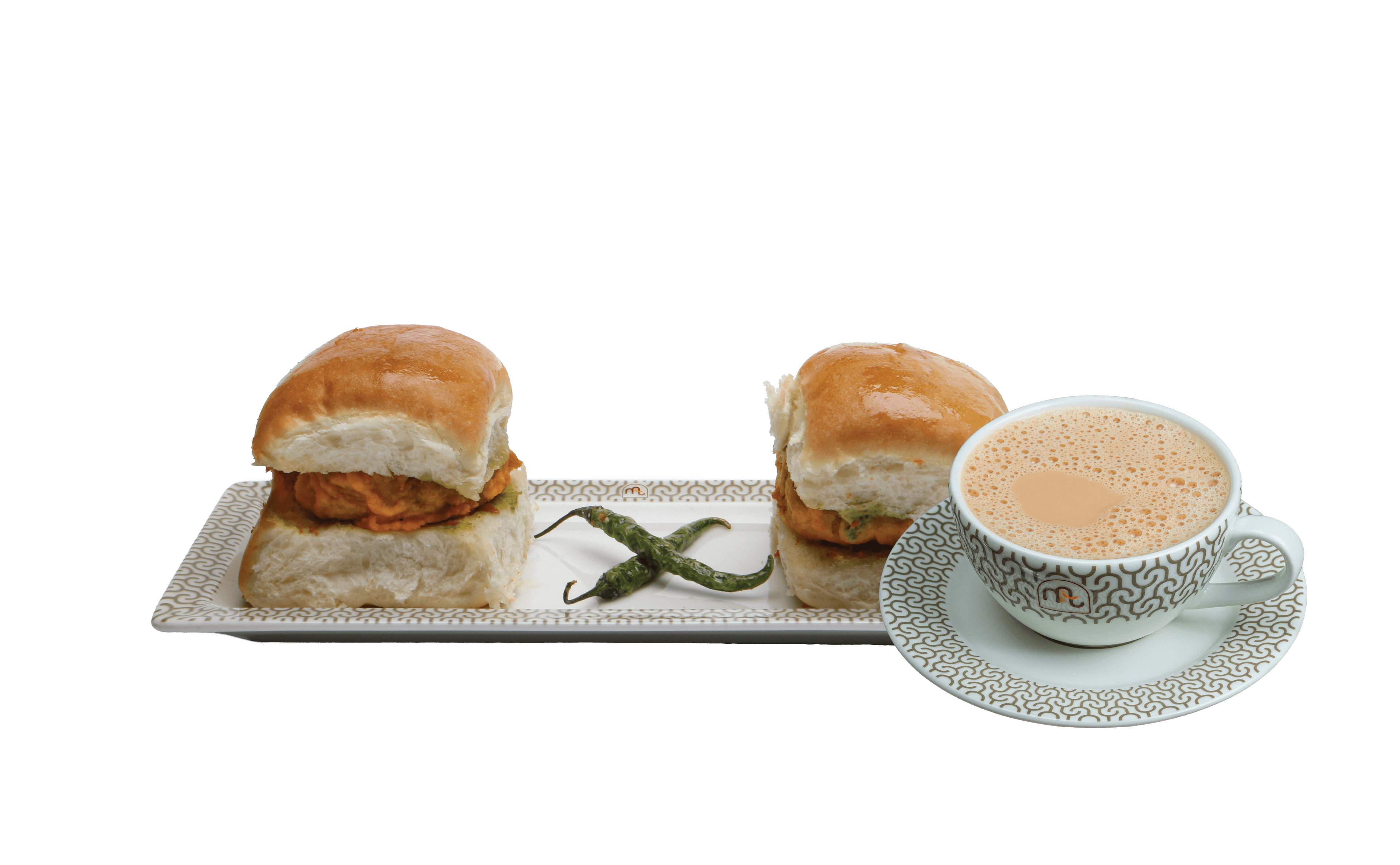 2 vada pav + tea